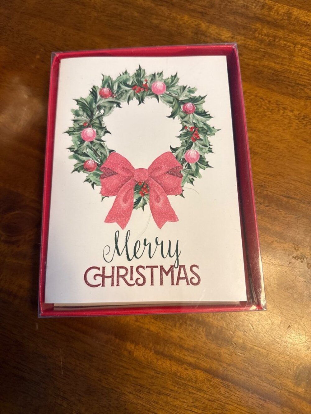 Recollections Christmas Cards & Envelopes Set - 10 Merry Christmas Wreath Design